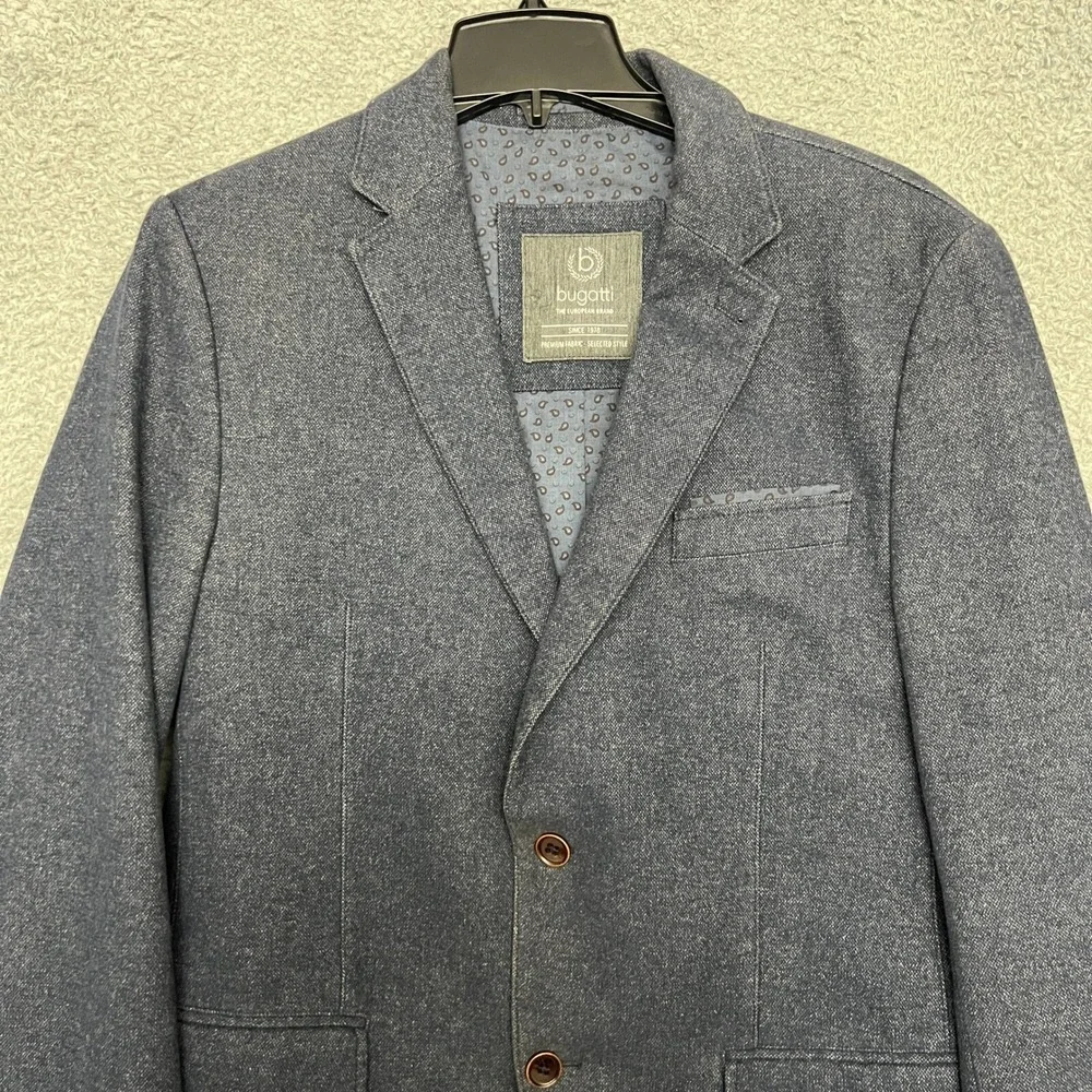 Bugatti Blazer Mens 50R Blue Excellent‎ Two Button Textured European Sport Coat